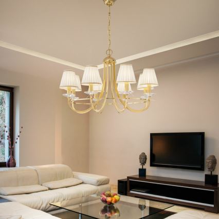 Kolarz 330.88.8C - Kristalli-ketjukattokruunu IMPERIAL 8xE14/60W/230V kulta