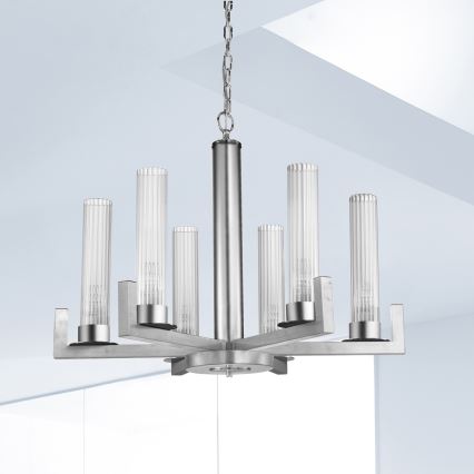 Kolarz 6009.80650 - Kattokruunu narussaRAGGIO 6xE14 / 25W / 230V hopea