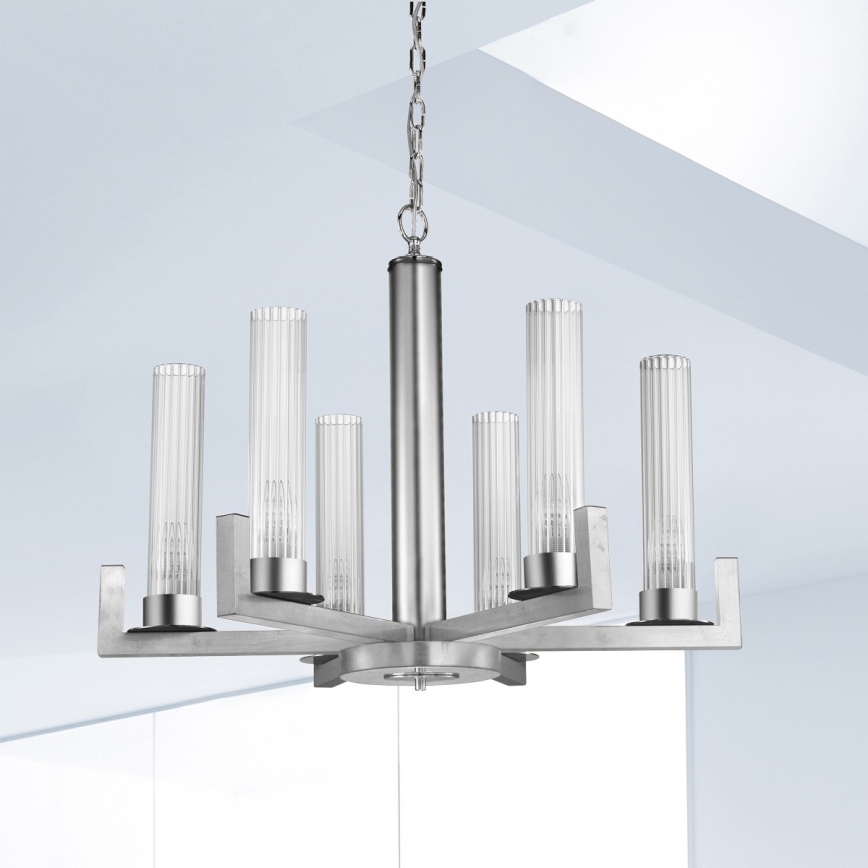Kolarz 6009.80650 - Kattokruunu narussaRAGGIO 6xE14 / 25W / 230V hopea