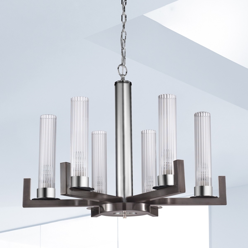 Kolarz 6009.80660 - Kattokruunu ketjulla RAGGIO 6xE14 / 25W / 230V mattakromi