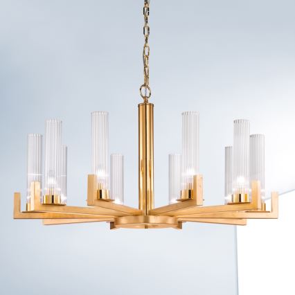 Kolarz 6009.81030 - Kattokruunu ketjussa RAGGIO 10xE14 / 25W / 230V 24K kulta