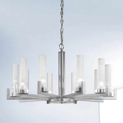 Kolarz 6009.81050 - Kattokruunu ketjussa RAGGIO 10xE14 / 25W / 230V hopea
