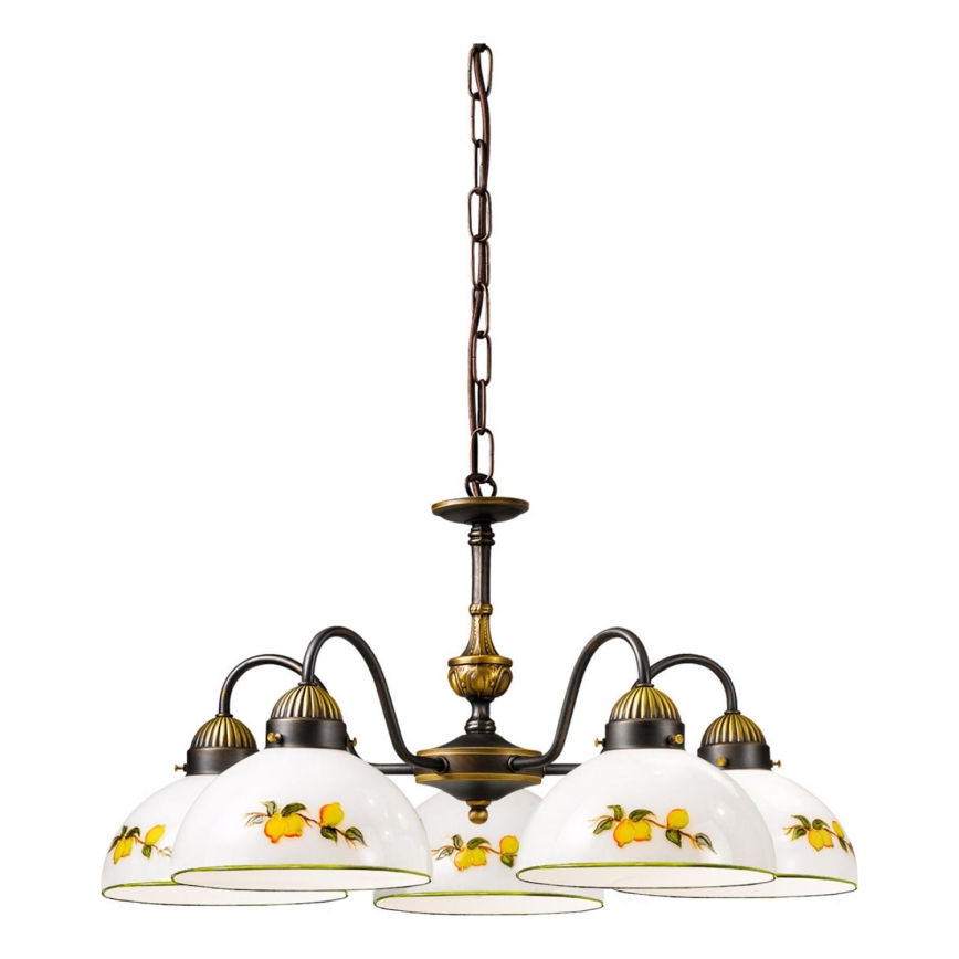 Kolarz 731.85.126 - Kattokruunu ketjussa NONNA 5xE27/75W/230V sitruunat