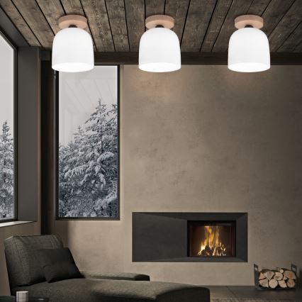 Kolarz A1352.11.W - Kiinteä kattokruunu NONNA 1xE27/60W/230V tammi/valkoinen