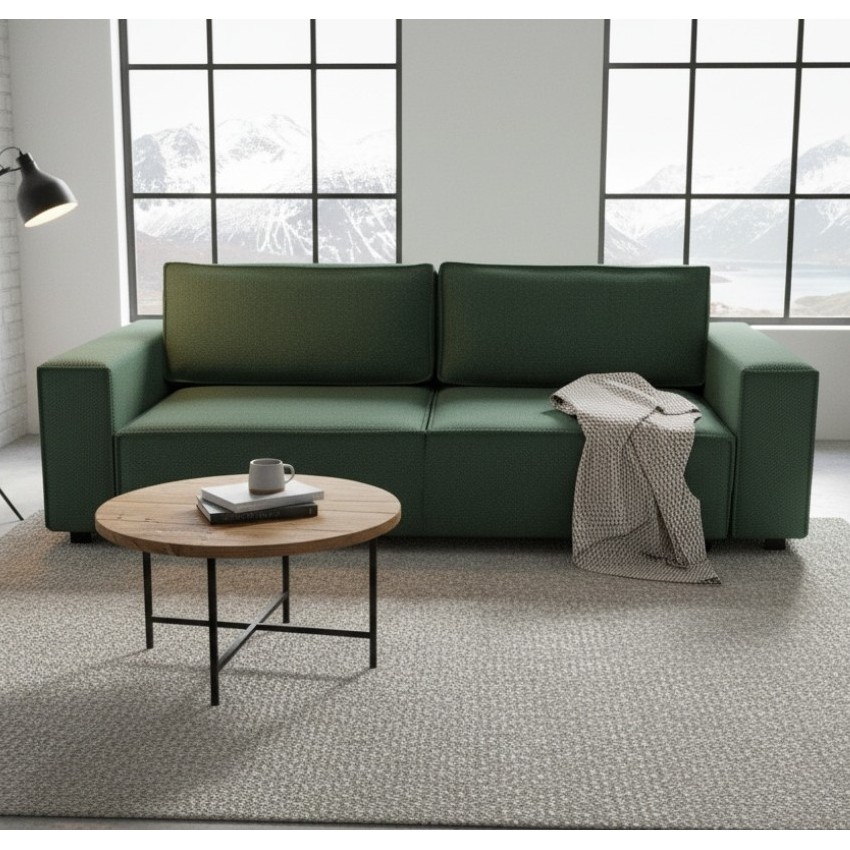 Kolmipaikkainen vuodesohva RONDA säilytystilalla, vihreä