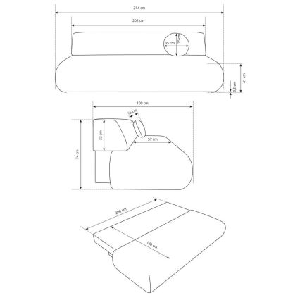 Kolmipaikkainen vuodesohva säilytystilalla PRATO, beige