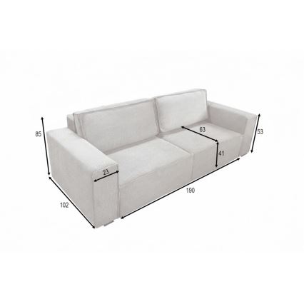 Kolmipaikkainen vuodesohva säilytystilalla RONDA beige