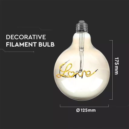Koristeellinen LED-lamppu FILAMENT G125 E27/5W/230V 2200K