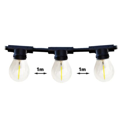 Koristeketju ulkokäyttöön MIMOSA 20xE27/1,3W/230V IP44 20m