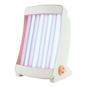 Kotikäyttöinen kasvosolarium, jossa 8 värillistä UV-putkea Cosmedico 130W/230V