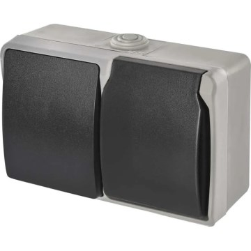 Kotikytkin vuorotellen nro. 6 pistokkeella 250V/16A IP44 harmaa