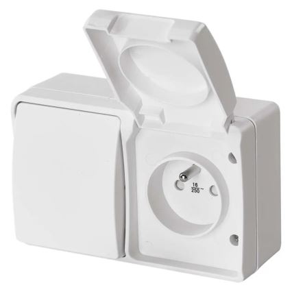 Kotikytkin vuorotellen nro. 6 pistokkeella 250V/16A IP44 valkoinen