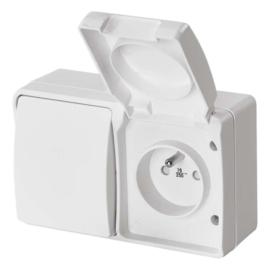 Kotikytkin vuorotellen nro. 6 pistokkeella 250V/16A IP44 valkoinen