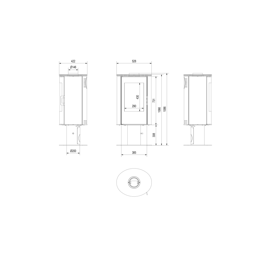 Kratki - Terästakka 8kW 150mm