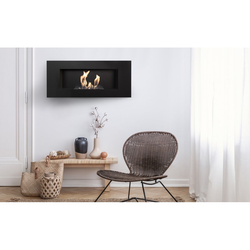 Kratki - Sisäänrakennettu BIO takka 40x90 cm 2kW musta