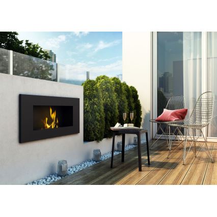 Kratki - Sisäänrakennettu BIO takka 40x90 cm 2kW musta