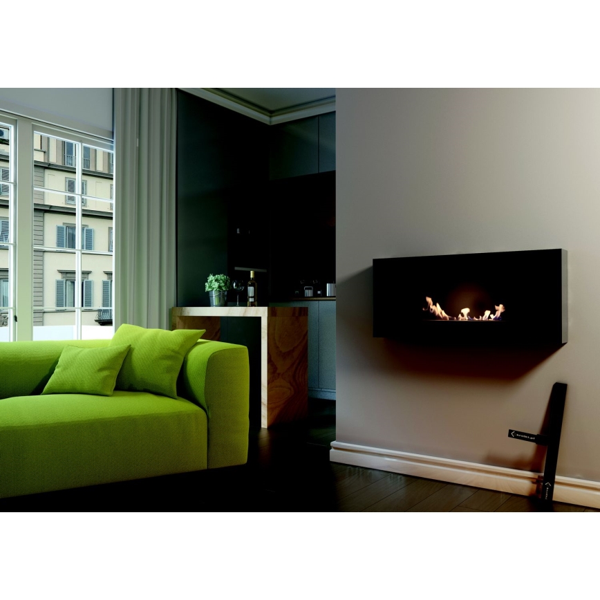 Kratki - Sisäänrakennettu BIO takka 40x90 cm 2kW musta