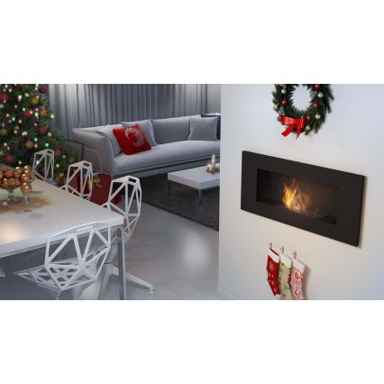 Kratki - Sisäänrakennettu BIO takka 40x90 cm 2kW musta
