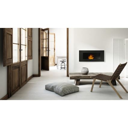 Kratki - Sisäänrakennettu BIO takka 40x90 cm 2kW musta