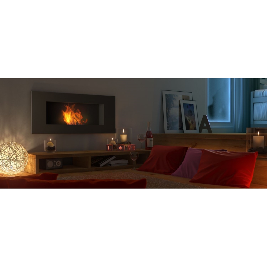 Kratki - Sisäänrakennettu BIO takka 40x90 cm 2kW musta