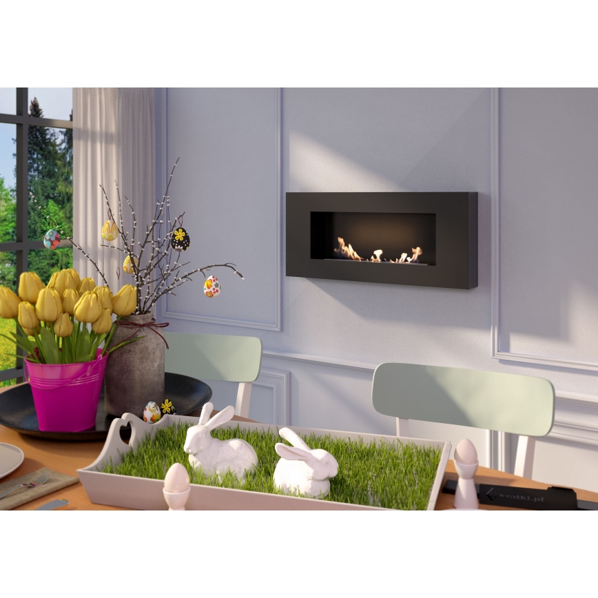 Kratki - Sisäänrakennettu BIO takka 40x90 cm 2kW musta