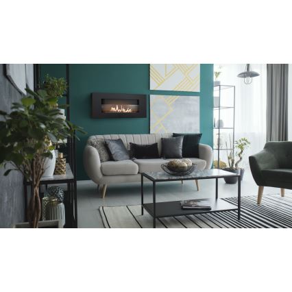 Kratki - Sisäänrakennettu BIO takka 40x90 cm 2kW musta