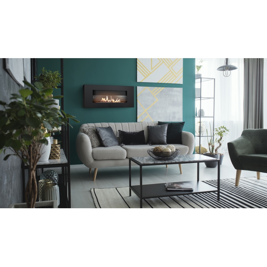 Kratki - Sisäänrakennettu BIO takka 40x90 cm 2kW musta