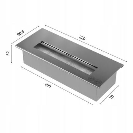 Kratki - Sisäänrakennettu BIO takka 40x120 cm 3x1,1kW musta