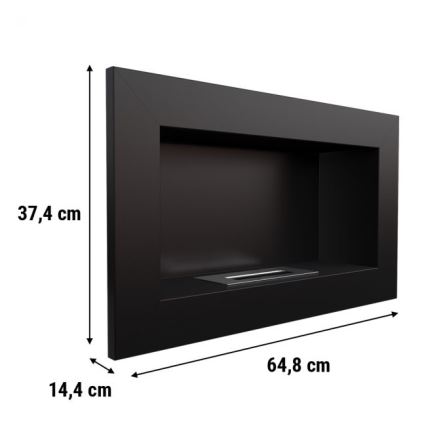 Kratki - Sisäänrakennettu BIO takka 37,4x64,8 cm 1kW musta