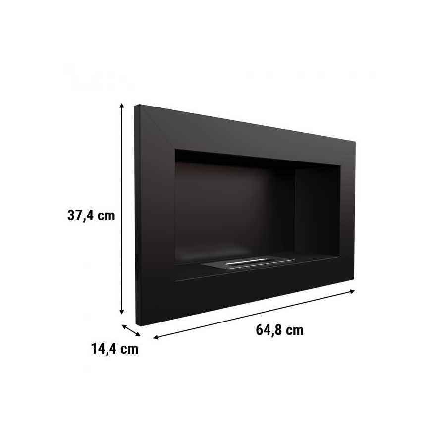 Kratki - Sisäänrakennettu BIO takka 37,4x64,8 cm 1kW musta