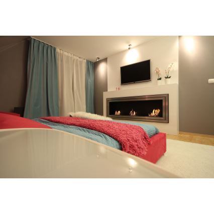 Kratki - Sisäänrakennettu BIO takka 65x180 cm 3x2,5kW kiiltävä kromi