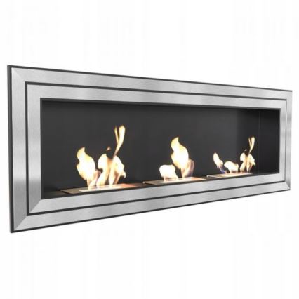 Kratki - Sisäänrakennettu BIO takka 65x180 cm 3x2,5kW kiiltävä kromi