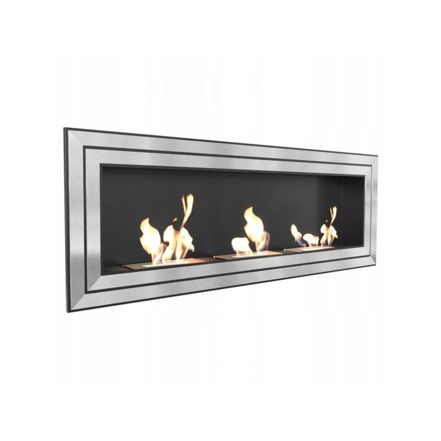 Kratki - Sisäänrakennettu BIO takka 65x180 cm 3x2,5kW kiiltävä kromi