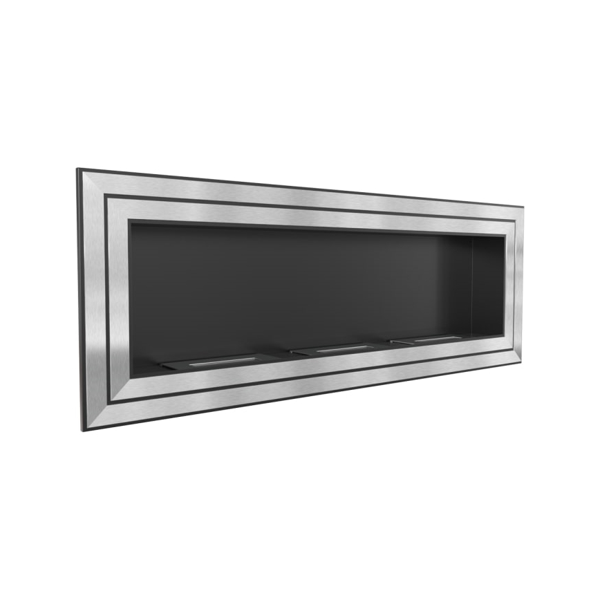 Kratki - Sisäänrakennettu BIO takka 65x180 cm 3x2,5kW kiiltävä kromi