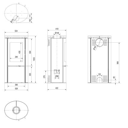 Kratki - Terästakka 8kW 150mm