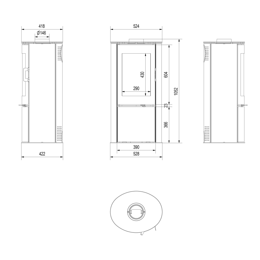 Kratki - Terästakka 8kW 150mm