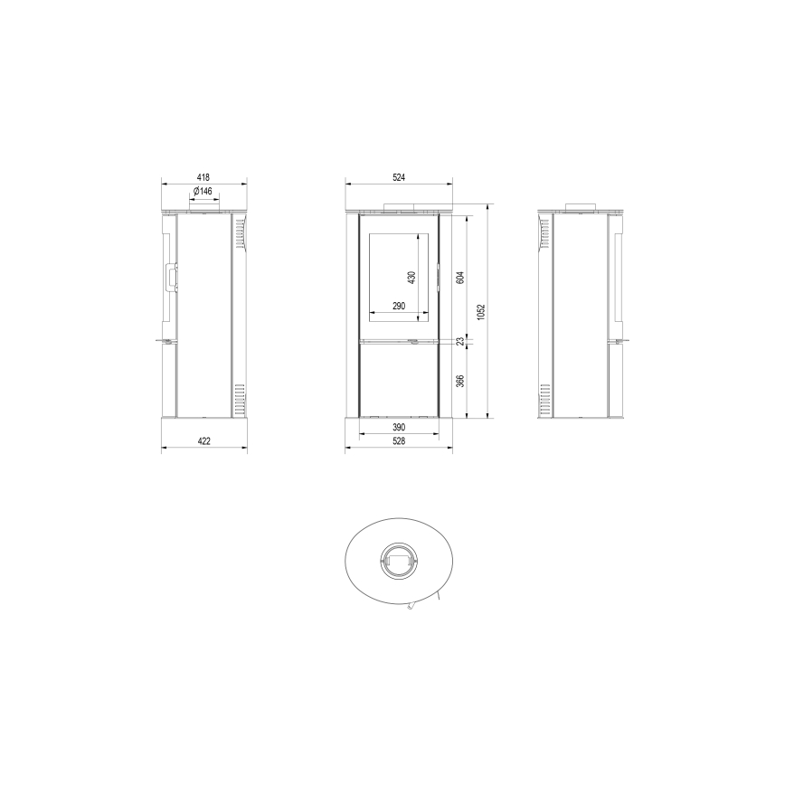 Kratki - Terästakka 8kW 150mm