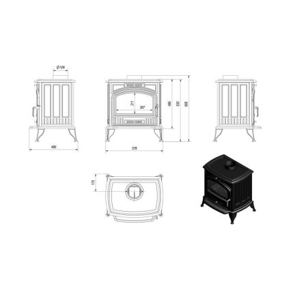 Kratki - Valurautatakka 8kW 150mm