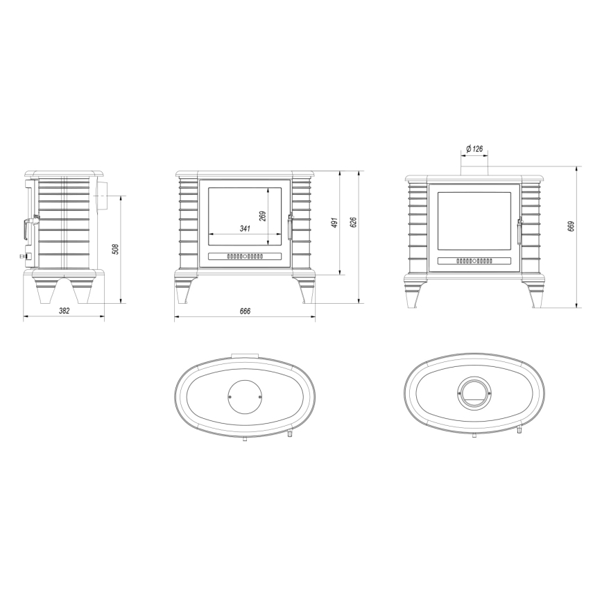 Kratki - Valurautatakka 9kW 130 mm