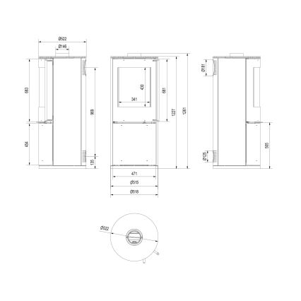 Kratki - Terästakka 9kW 150mm