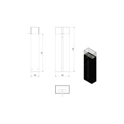 Kratki - BIO takka 113,6x35,9 cm 2kW musta