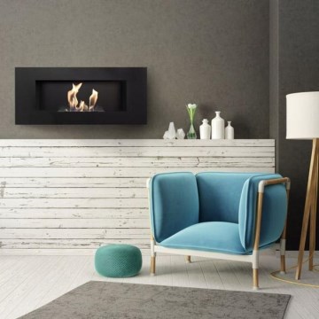 Kratki - Sisäänrakennettu BIO takka 40x90 cm 2kW musta