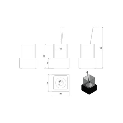 Kratki - BIO takka 35,3x25 cm 1kW musta