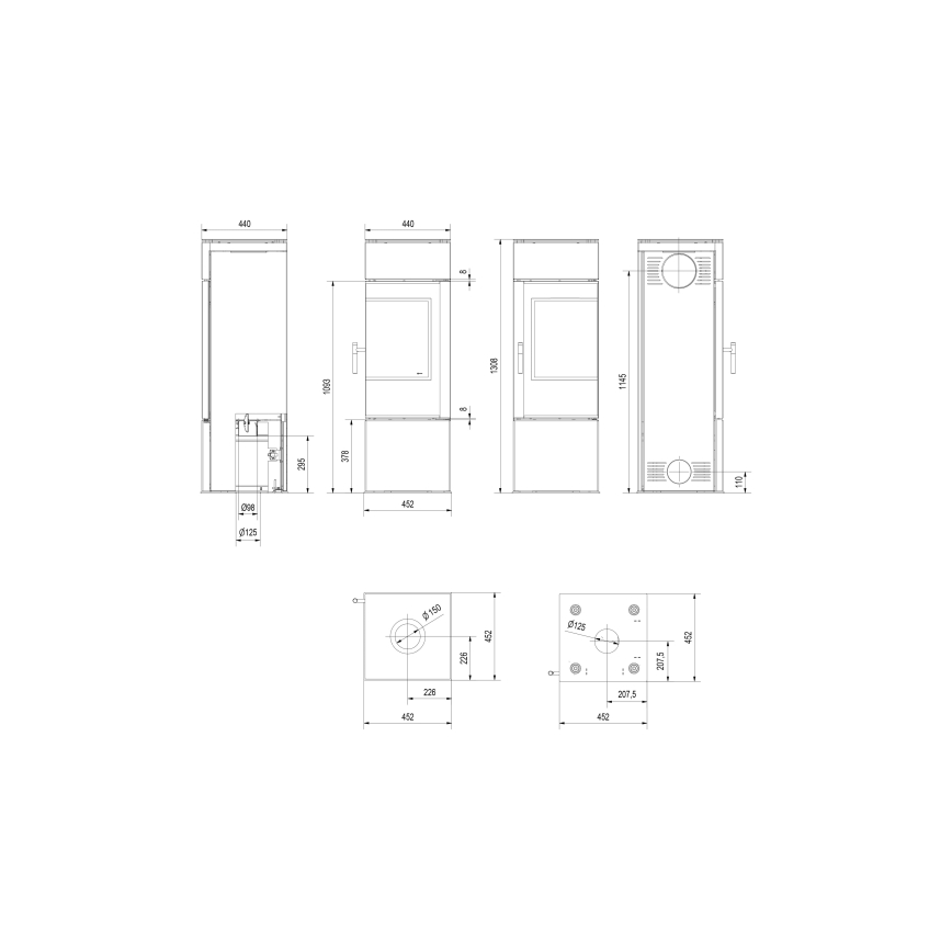 Kratki - Terästakka 8kW 150mm