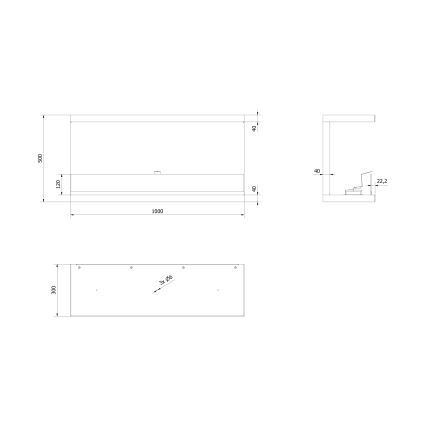 Kratki - Sisäänrakennettu BIO takka 50x100 cm 7kW musta