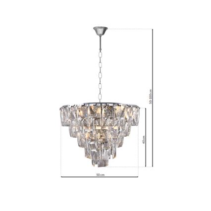 Kristalli-ketjukattokruunu CHELSEA 6xE14/40W/230V