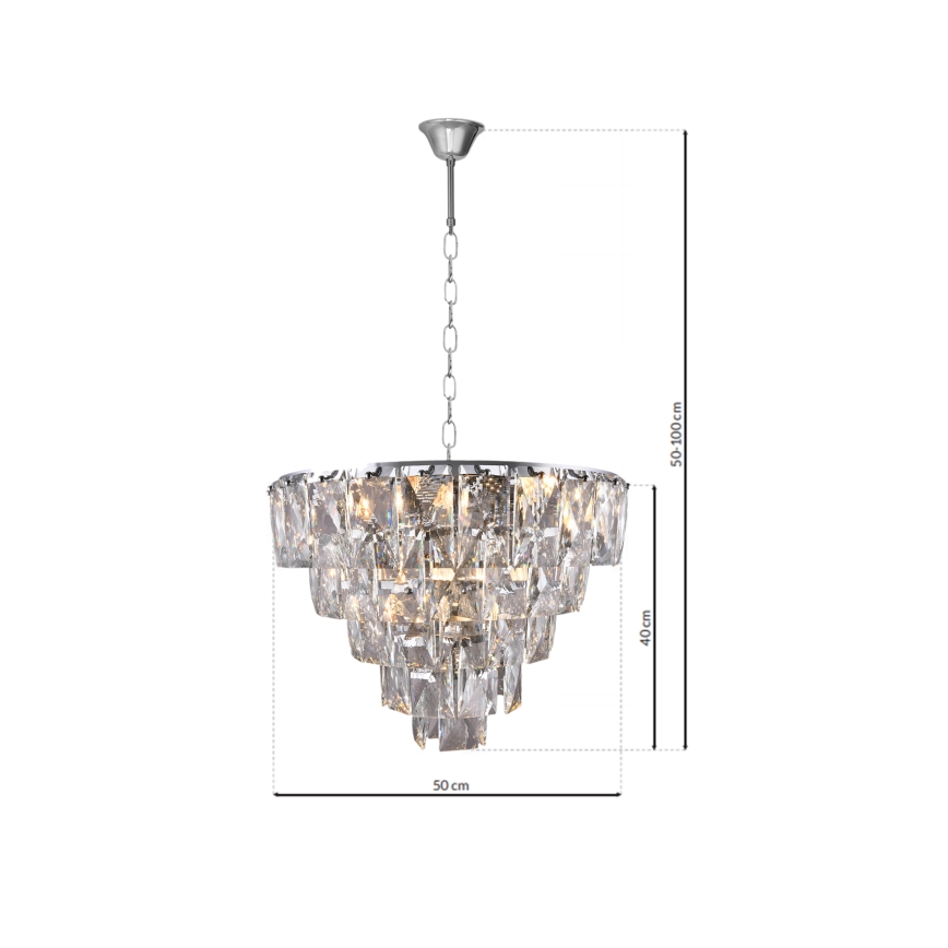 Kristalli-ketjukattokruunu CHELSEA 6xE14/40W/230V