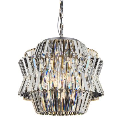 Kristalli-ketjukattokruunu CROWN 12xE14/40W/230V kiiltävä kromi