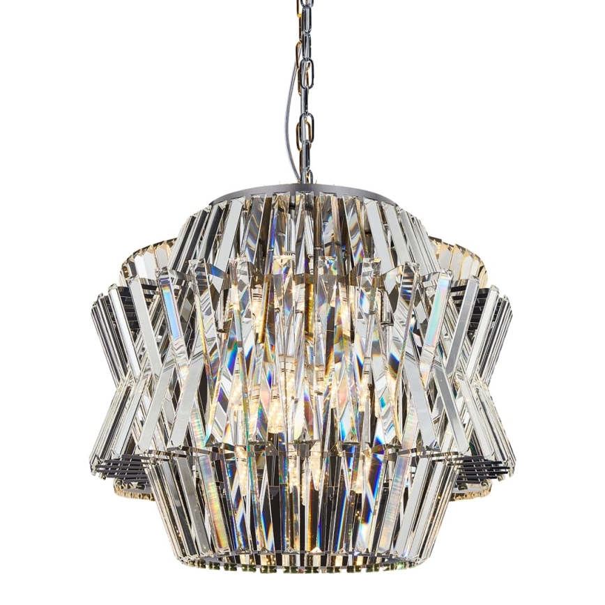 Kristalli-ketjukattokruunu CROWN 12xE14/40W/230V kiiltävä kromi