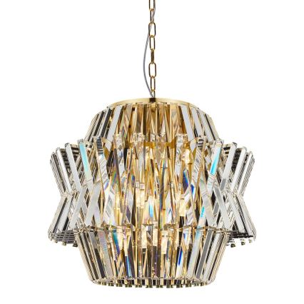 Kristalli-ketjukattokruunu CROWN 12xE14/40W/230V kulta